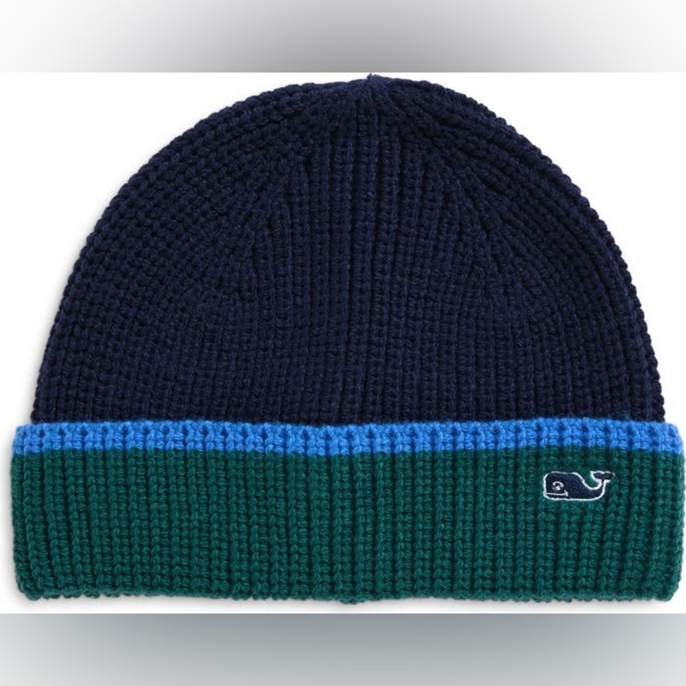 Vineyard Vines Color Block Blue Green Kids Beanie OS